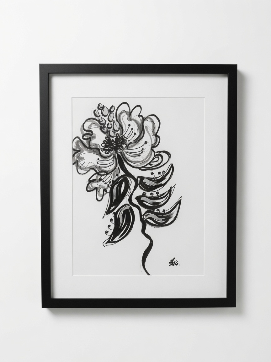 Flor en línea blanca 1, obra de Fantasmafiore