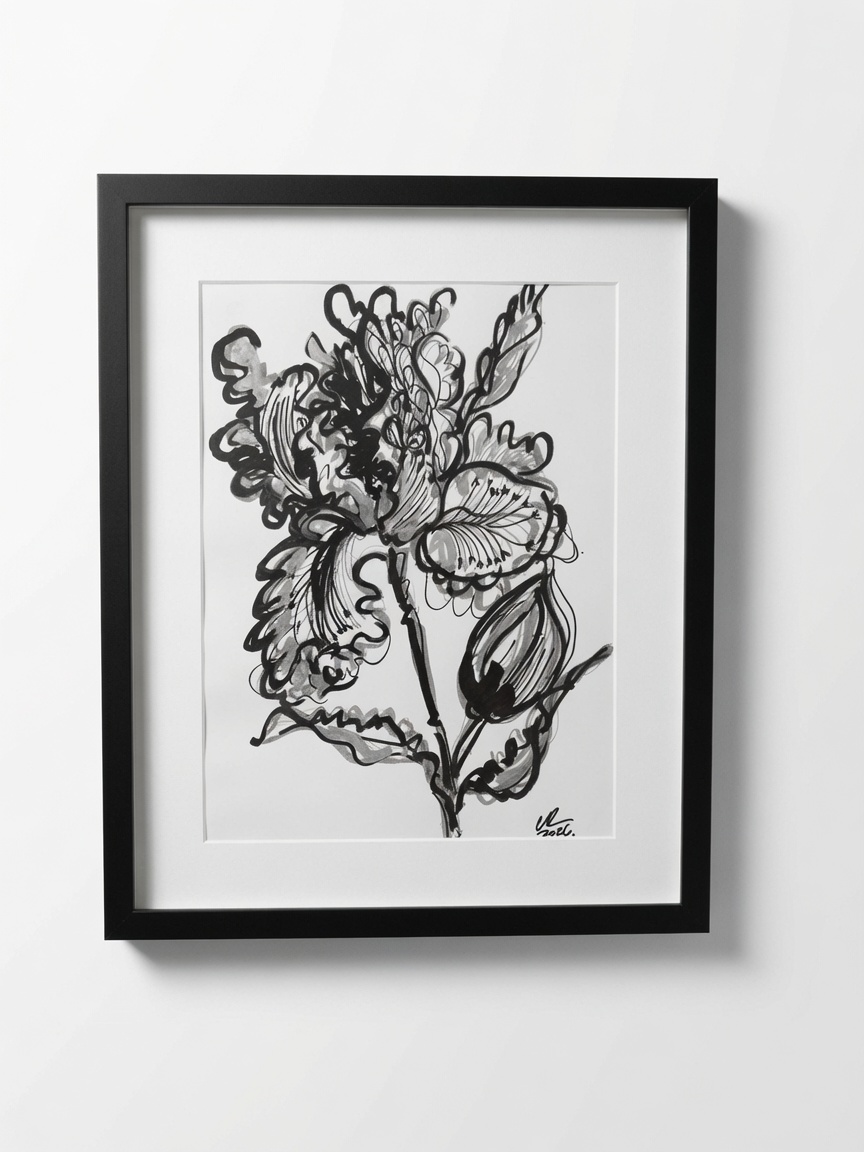 Flor en línea blanca 2, obra de Fantasmafiore